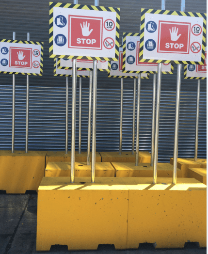 Type S Concrete post block with poles cast in